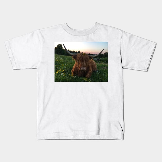 Scottish Highland Cattle Cow 2424 Kids T-Shirt by SaarelaHighland